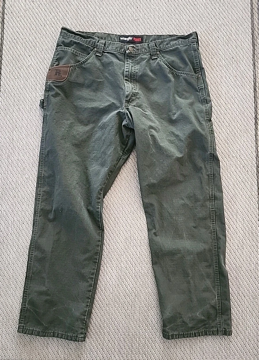 Vintage Wrangler Riggs Workwear Moss Green Cargo Pants Sz 38x30 Y2K -aa