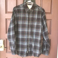 Original Weatherproof Vintage Men M Shirt Blue Plaid Flannel 100% Cotton