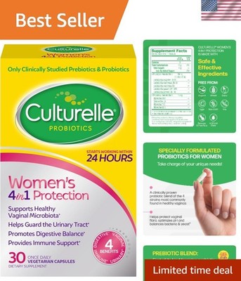 Comprehensive Probiotic & Prebiotic for Women   4 Benefits in One   30 Capsules