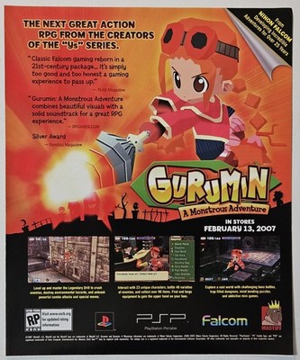 Gurumin PSP Magazine Ad Vintage RPG Orange Gaming Promo Nihon Falcom 2007