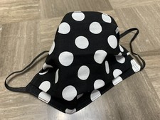 Black w/ Jumbo White Dots Adult Face Mask Reuseable Reversible 100 Cotton