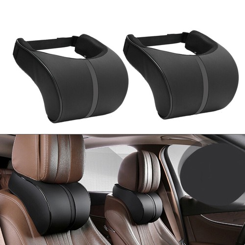 2X Recaro Style Black Fabric Headrest Pillows – Comfort Cushion For Bucket Racing Seats