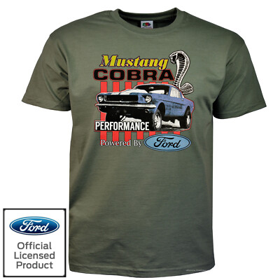 Auto T-Shirt FORD MUSTANG Cobra US-Car american Musclecar Klassiker *0090 oliv