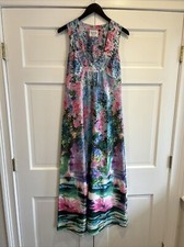 Vintage Travel-Lite Floral Print Long Gown Caftan Loungewear Sz S EUC