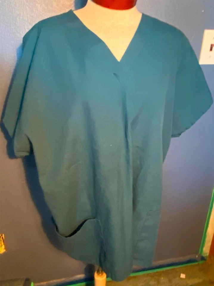 Simply Basic Scrub Top Uniform Medical Vet Sz 2XL Blue - Image 2 of 4