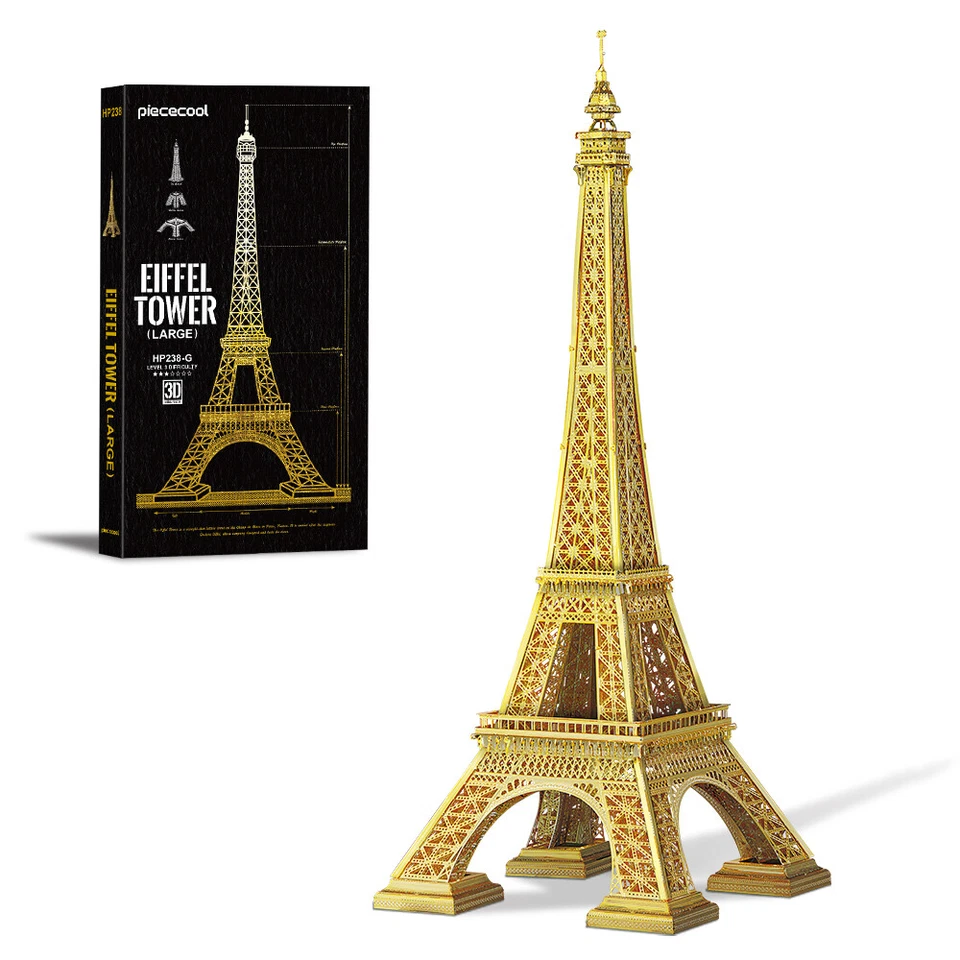 Piececool 3d Puzzles for Adult Eiffel Tower (Gold) Metal Model Kits Christmas  - Image 2 of 4