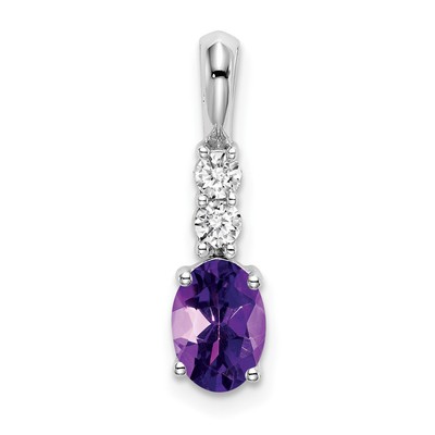 Lex & Lu 14k White Gold Amethyst and Diamond Pendant LAL3569