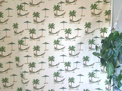 Vintage 2004 John Wolf Richloom Beachy Tropical Upholstery Fabric 57x38 Inch