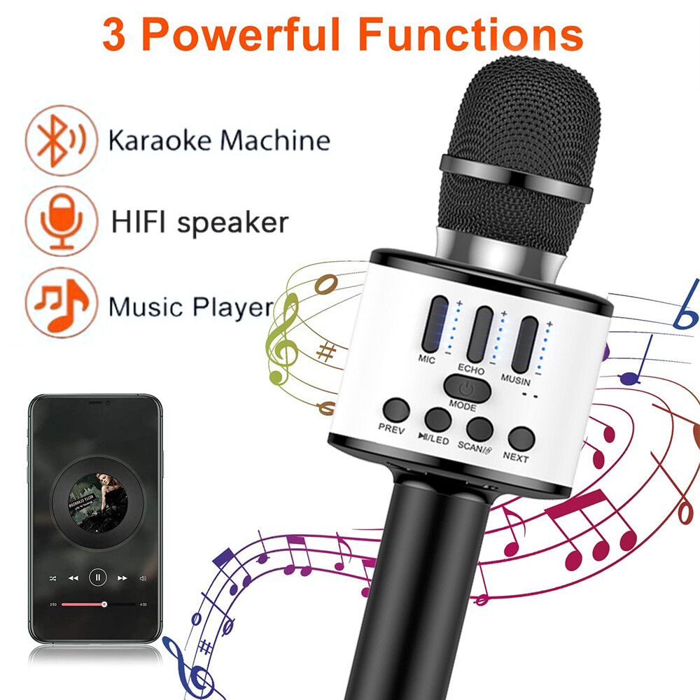 Wireless Microphone Handheld Echo Mic Karaoke Machine Speaker for TV