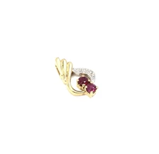 8kt yellow gold pendant red topaz 333 gold diamonds charm women jewelry 1.6cm