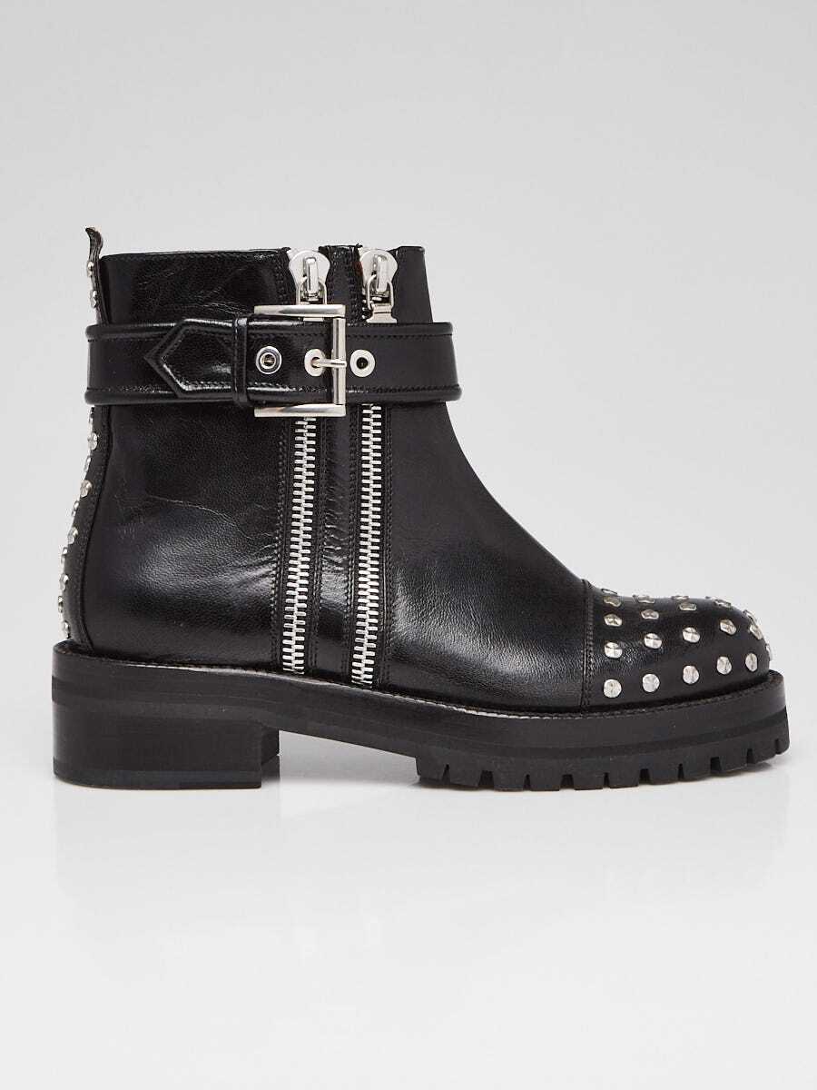 Alexander McQueen Black Leather Studded Ankle Boo… - image 3