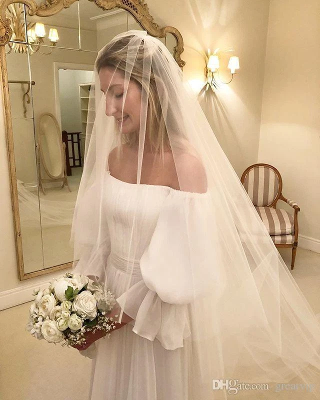 Elegant Chiffon Wedding Dresses Off the Shoulder Bridal Gowns Beach Plus Size - Image 4 of 4