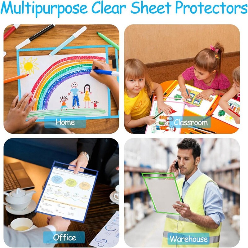 10PCS Dry Erase Pockets, Extra LargeReusable Dry Erase Covers