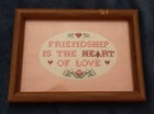 Framed Finished Cross Stitch Friendship is the Heart of love, 5" by 8" — photo 2