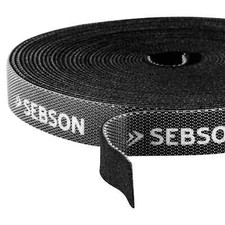 Kabelbinder wiederverwendbar schwarz Klett Band 15m Rolle 12mm breit SEBSON