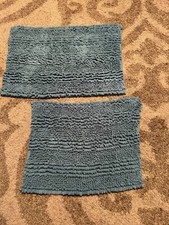 Set of 2 Teal Absorbent Bath Rugs