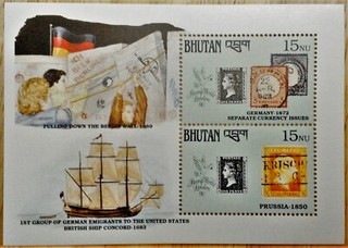 CLÁSICOS DE COLECCIÓN Bután 1990 Muro de Berlín Hoja de recuerdo Scott #907 MNH