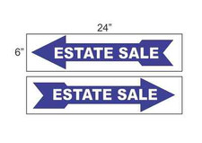 ESTATE SALE ARROW BLUE 6"x24" Plastic SIGNS Buy 1 Get 1 FREE 2 Sided