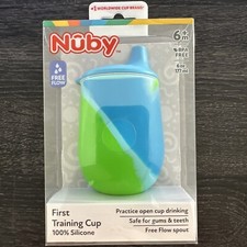 Nuby Baby's First Training Cup, 100 Silicone, Weighted Base , BPA Free, New