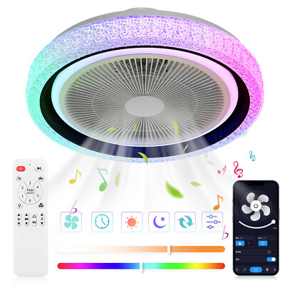 RGB Deckenventilator mit LED Beleuchtung Timer Leiser Wohn Zimmer Schlaf Lüfter