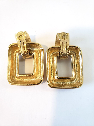 Vintage signierte Givenchy Ohrclips wandelbare Türklinke strukturiert - Bild 5 von 13