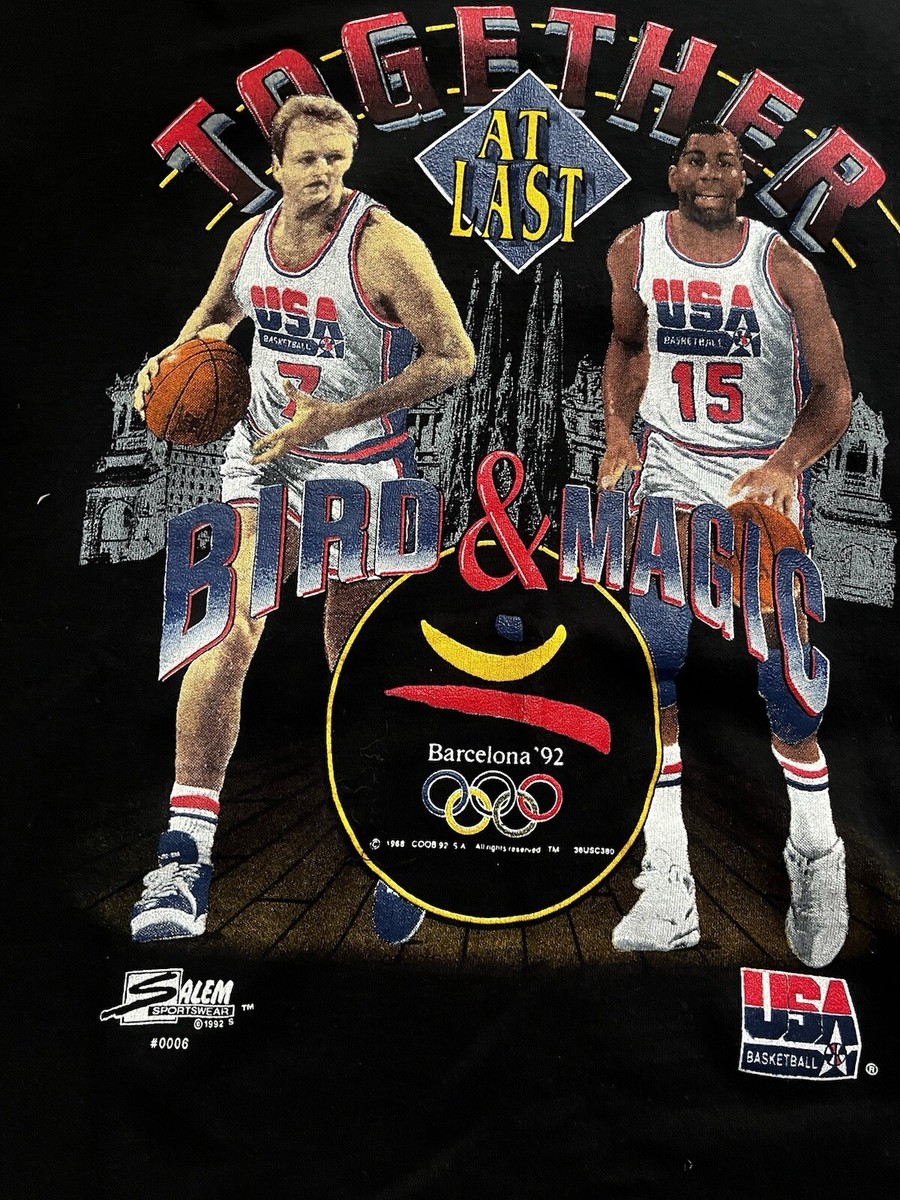 トップス Together at Last Bird & Magic 1992 Vintage 1992 Olympics Magic Johnson and Larry Bird “Together At