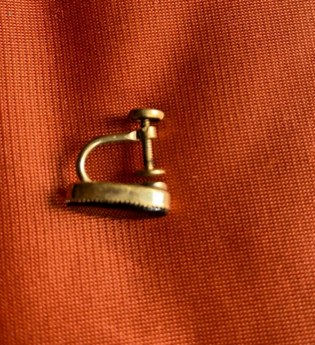 Vintage 1/20 14K GF GOLD FILLED BLACK ONYX STONE Screw on Earring - Picture 4 of 8
