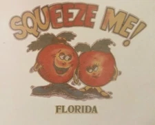 Original Vintage Squeeze Me! Florida Oranges Iron On Transfer  