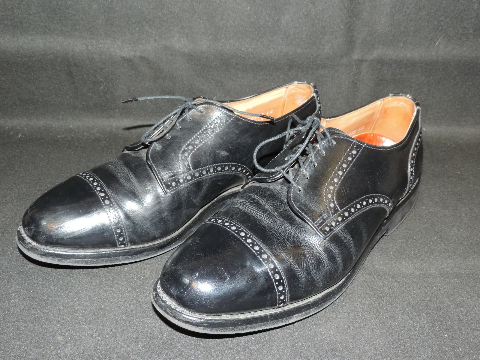 Black Leather Cap Toe Oxford Shoes 