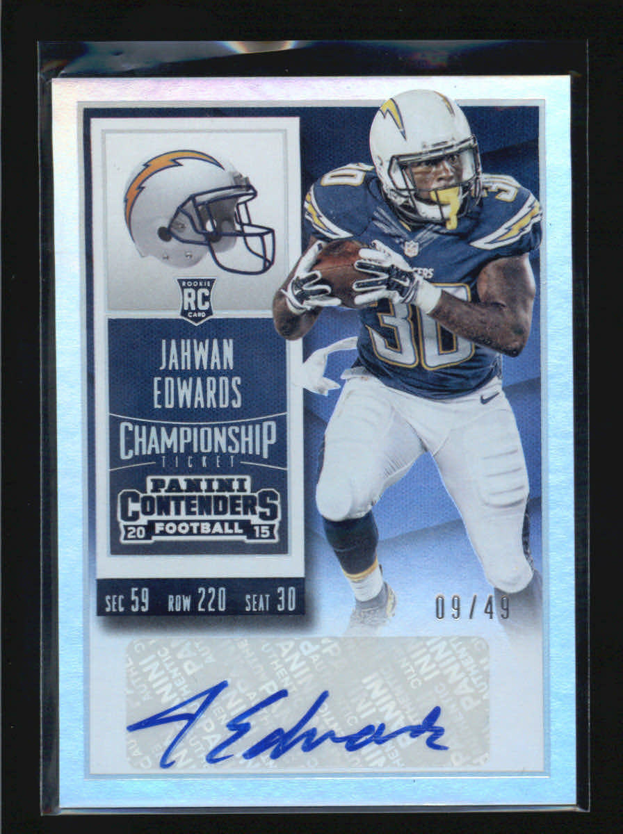 JAHWAN EDWARDS 2015 PANINI CONTENDERS ROOKIE AUTO #09/49 (BV=$20