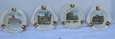 MCM Cigarrette Lot of 4 Ashtrays Roma Italy SOUVENIRS 4 5/8" - Gold Accents