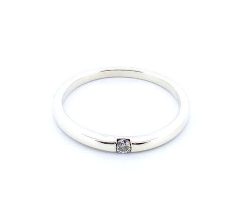 Solid 9ct White Gold Brilliant Cut Diamond Dress Ring - Size N 1/2
