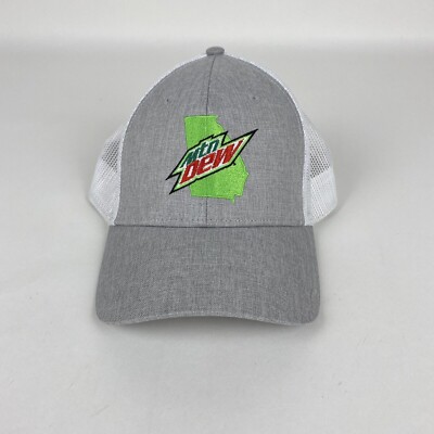 Mountain Dew Georgia Patch Mesh Trucker Baseball Hat Cap Grey White Adj Soda GA