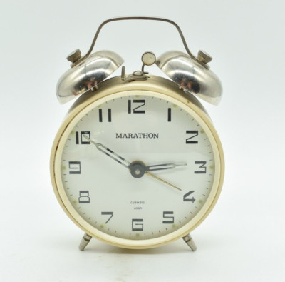 Vintage MARATHON 4 JEWEL ALARM CLOCK, Two Bell - USSR