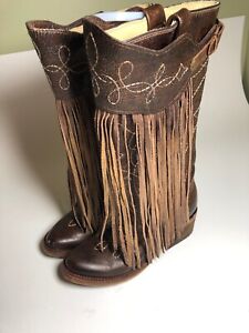 Corral Vintage Boots Fringed Brown Size 5 NWOB Cowboy Cowgirl Western | eBay
