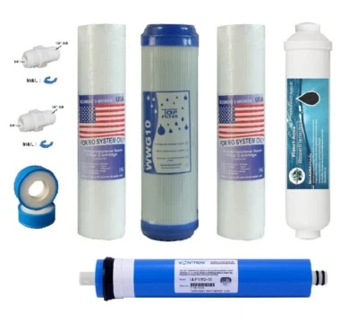 PLANET-AQUA ERSATZ FILTER SET RO Umkehrosmose Anlage 5 Stufen + 50 GPD Membrane Wasser Haus