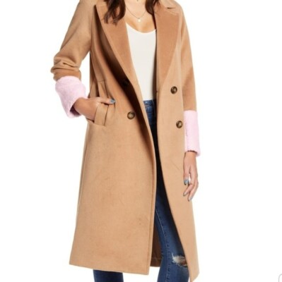 Mural color block combo coat XS