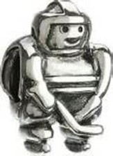 New Chamilia HOCKEY SLAPSHOT PLAYER Sport Sterling Silver Bead GD-12 $35 Retired