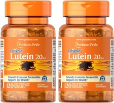 Puritan's Pride Lutigold Lutein 20mg with Zeaxanthin, 2 Pack, 240 Softgels Total