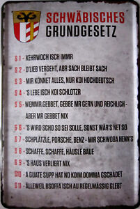 Blechschild Schild 20x30 Cm Schwabischen Grundgesetz Schwaben Spruch Lustig Ebay