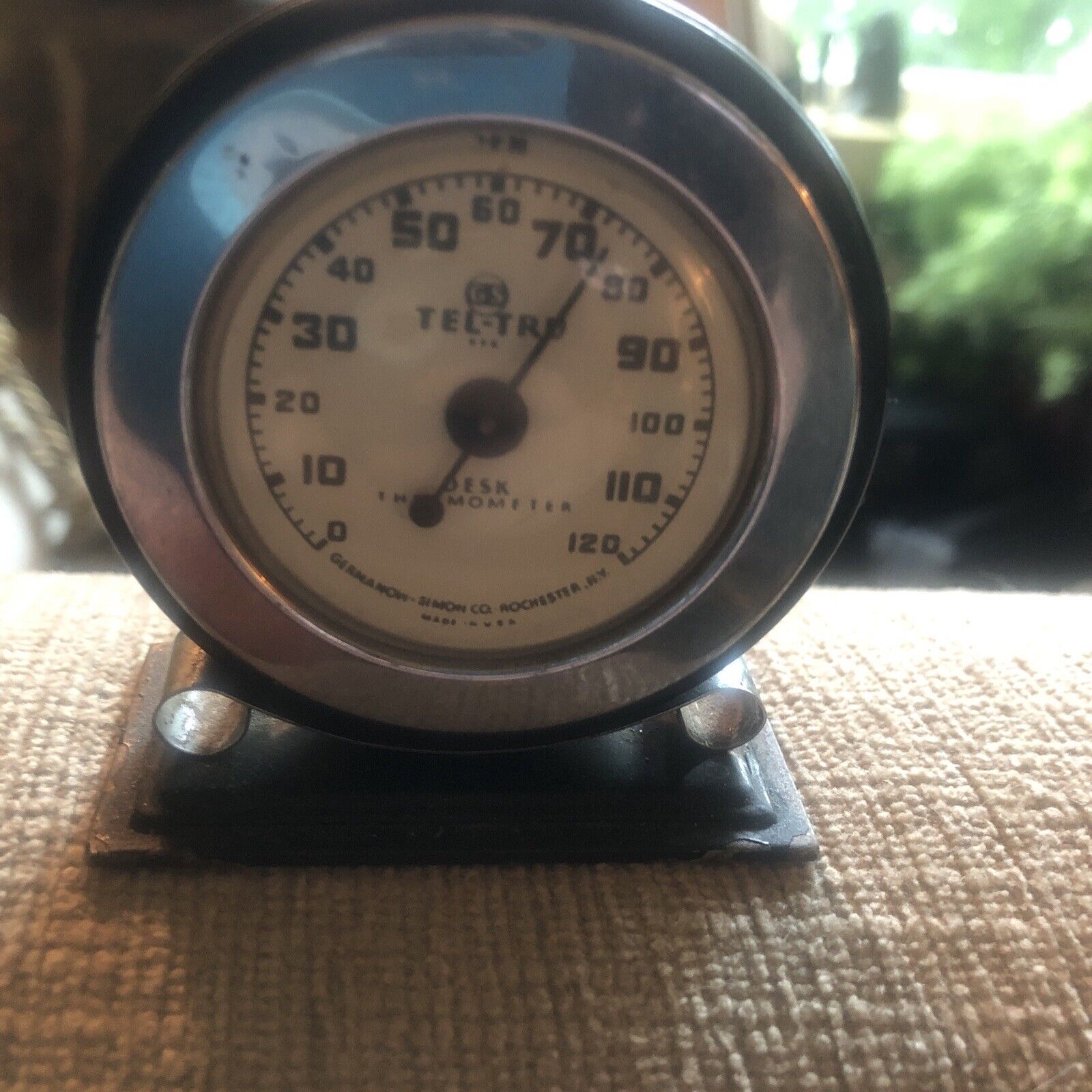 Vintage Tel-Tru Germanow-Simon Chrome & Metal Room Thermometer USA Made 0-120°