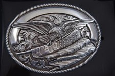 Nocona Bald Eagle with American Flag Belt Buckle 37034