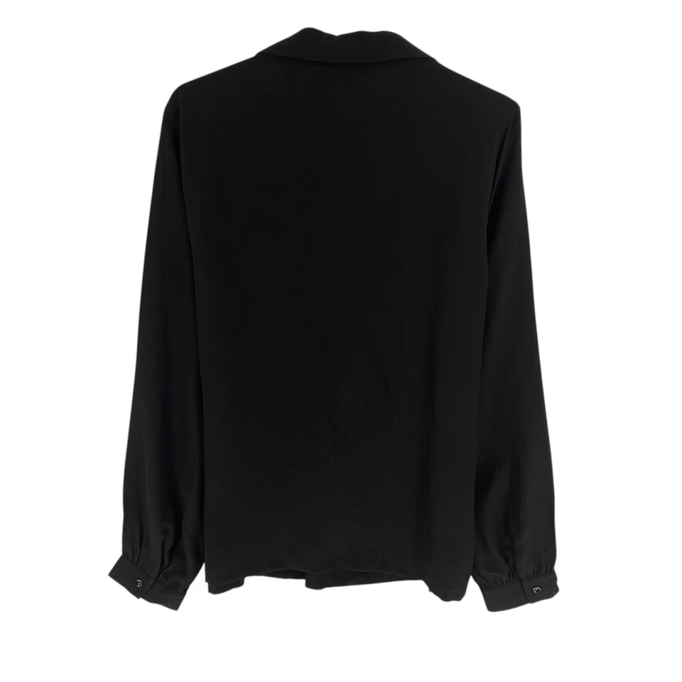 Figaret Women Black V Neck 100% Silk Long Sleeves Blouse Size EU 38 UK 10 US 8 - Image 3 of 4