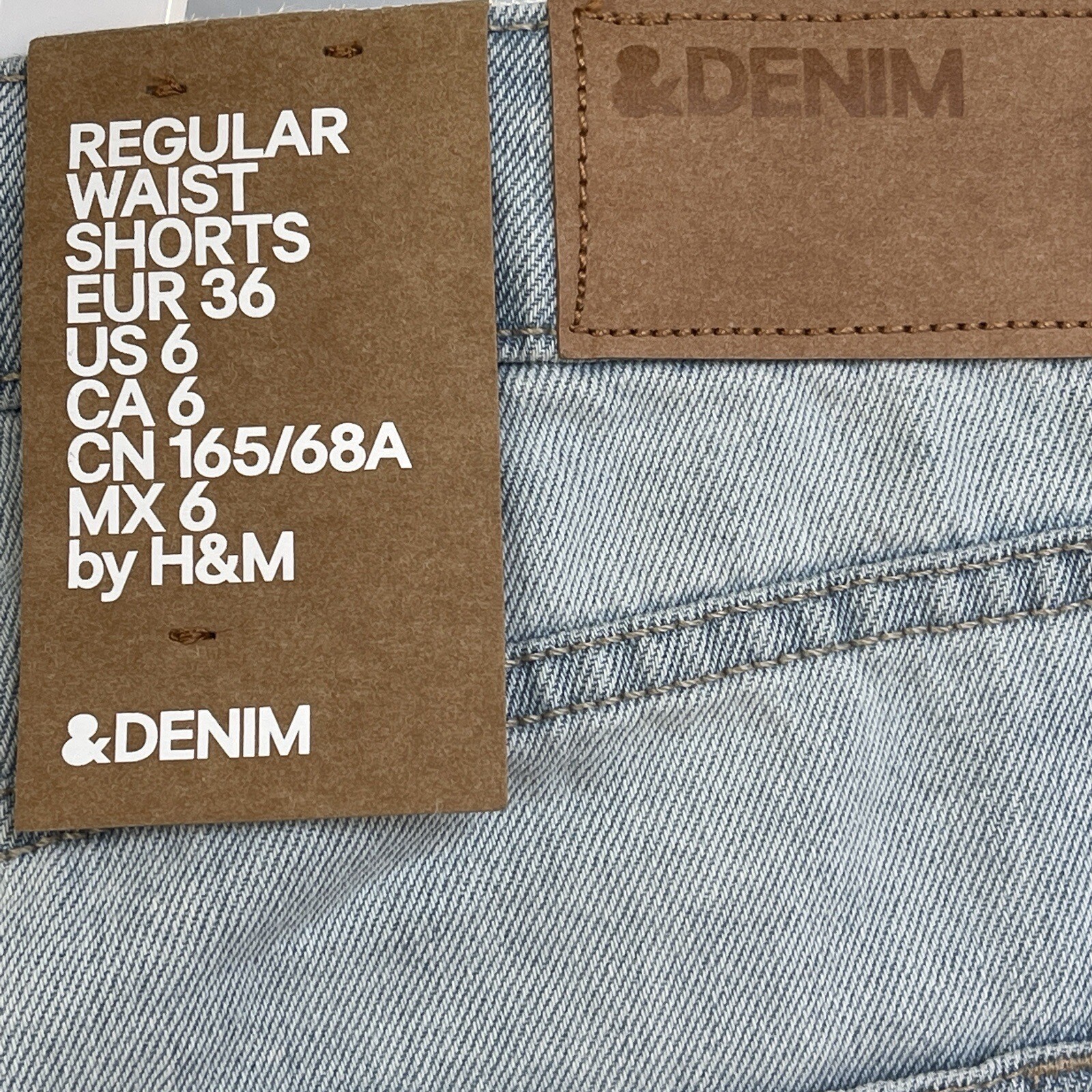 H&M &Denim SZ 6 Mid-Rise Jean Shorts Cuffed Light Wash Pockets Zip-Fly Womens thumbnail 4