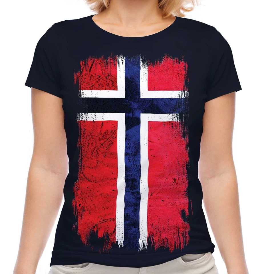CANDYMIX NORWAY GRUNGE FLAG LADIES T-SHIRT TEE TOP NOREG NORWEGIAN NORGE SHIRT FOOTBALL