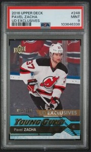 2016-17 PAVEL ZACHA UPPER DECK YOUNG GUNS UD EXCLUSIVES SSP #248 /100 PSA 9