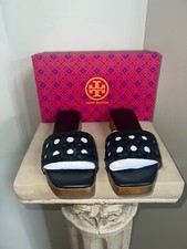 Women's NIB Black TORY BURCH Basketweave Clog Sandal Size 9