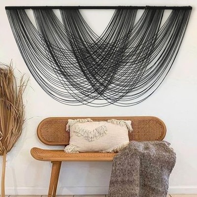 Flber Macrame Wall Hanging Black 59.00 W x 31.00 L Boho Wall Decor Large Boho Ya