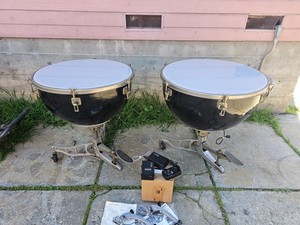 2 Very Rare 1989 Huge Leedy 29" and 26" Copper Kettle Timpani Drum Black - Nice
