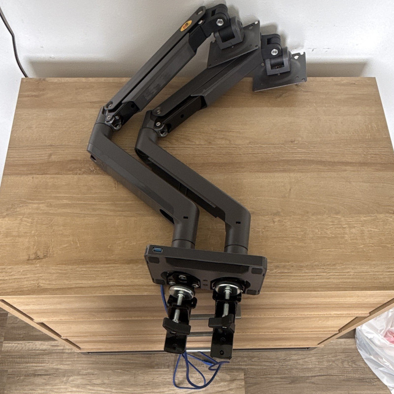 Dual Monitor Desk Mount Arm, VESA 75x75/100x100, Tilt/Rotate, Black